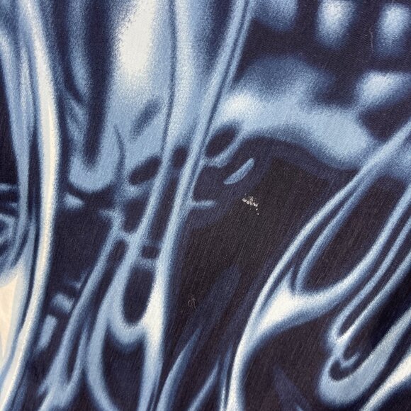 Y2K Urban Rags Skull Blue Flame AOP Shirt Black Men Sz 2XL Goth Cyber Punk Emo - Picture 11 of 16